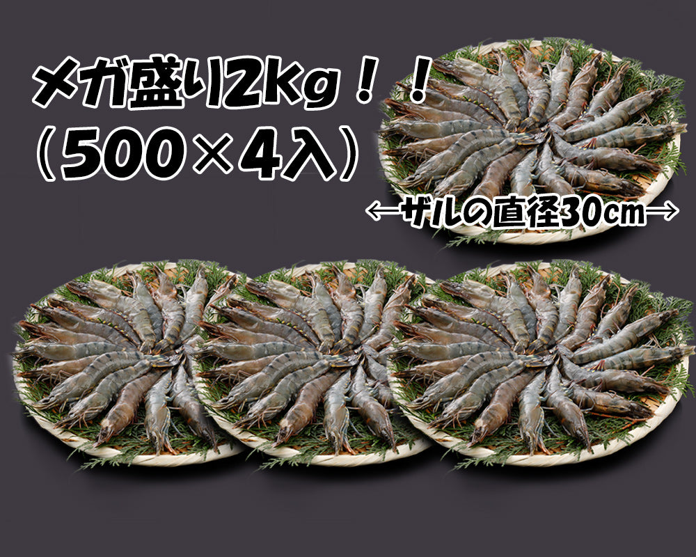 ソフトシェルシュリンプ 500g (500gに約20尾入り)×4パック 送料無料 【 冷凍品 】