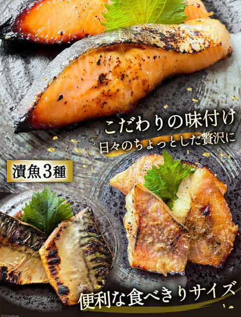 漁師町の逸品 漬け魚詰め合わせ 3種 ( 宮城銀鮭西京漬 2切、赤魚大吟醸粕漬3切、さばみりん漬3切)各1パック